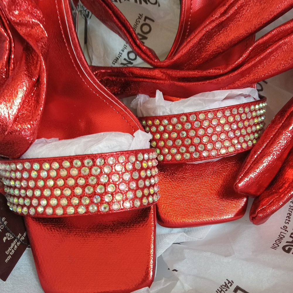 London Rag NWT Shoes Hashira Rhinestone Heels - Picture 4 of 5
